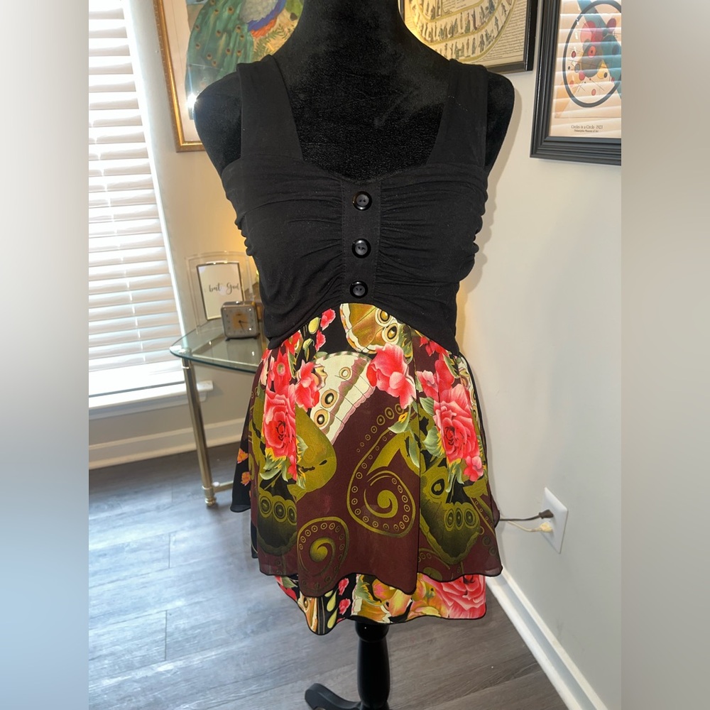 Ultra Pink Floral Adjustable Strap Dress